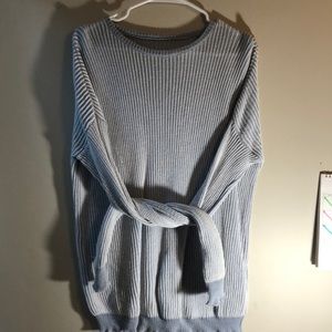 Blue ribbed knit sweater